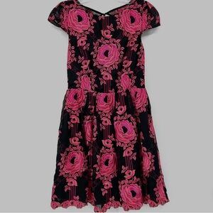 Alice & Olivia Pink Floral Flare Silk Dress